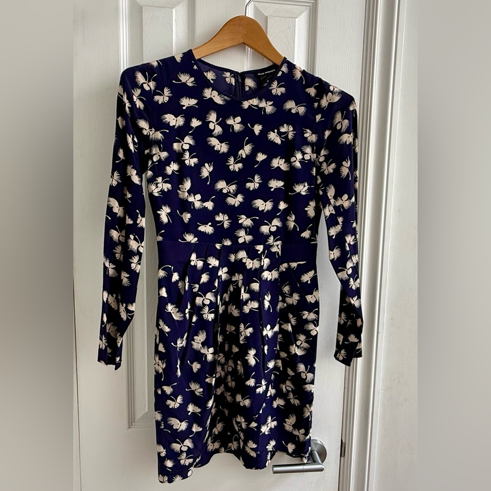Club Monaco Navy Floral Long-Sleeve Dress (circa 2016)